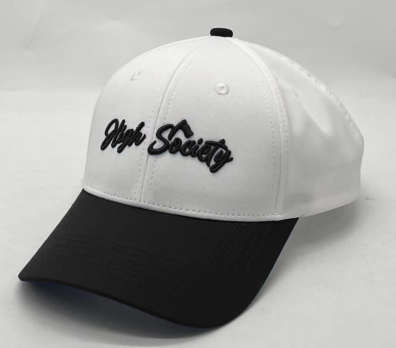 White & Black Cursive Snap Back Hat