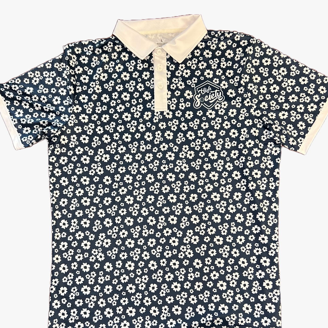 Navy Floral Performance Polo