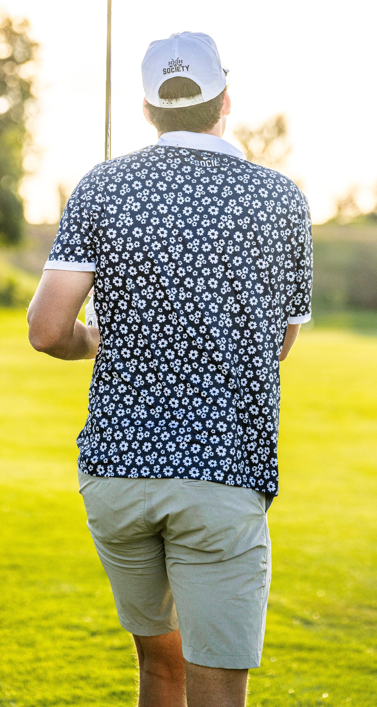Navy Floral Performance Polo