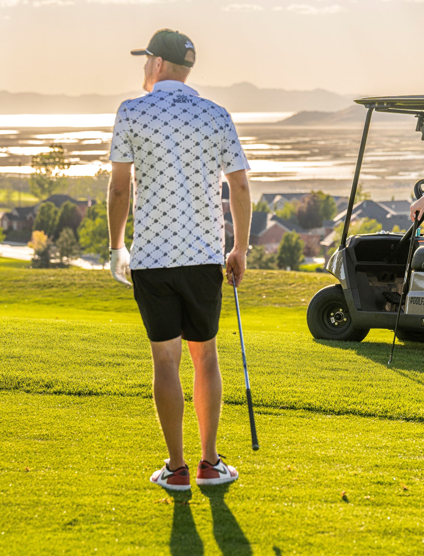 White Jacquard Performance Polo