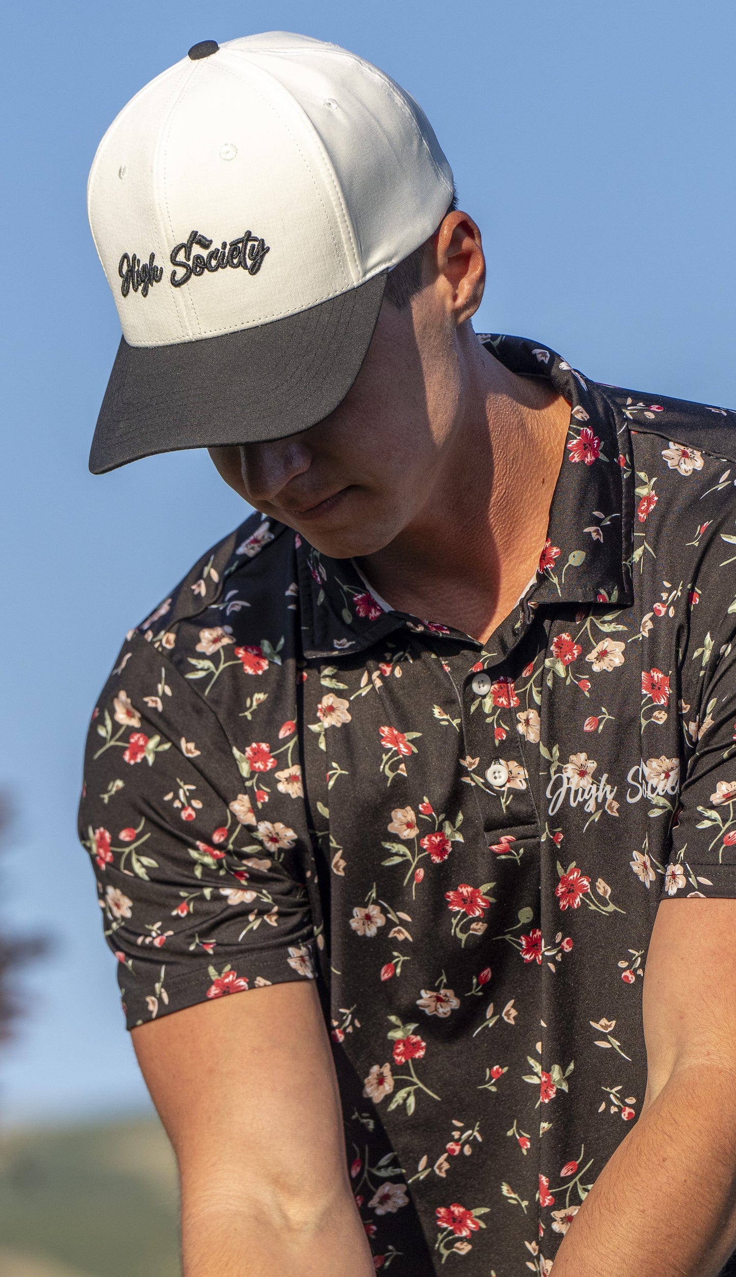 White & Black Cursive Snap Back Hat