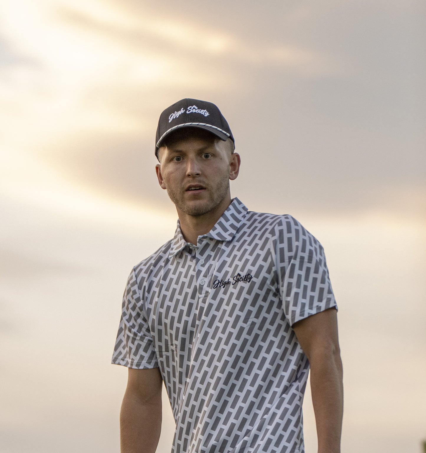 Black Cursive Snap Back Rope Hat