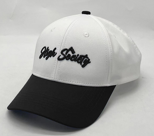 White & Black Cursive Snap Back Hat